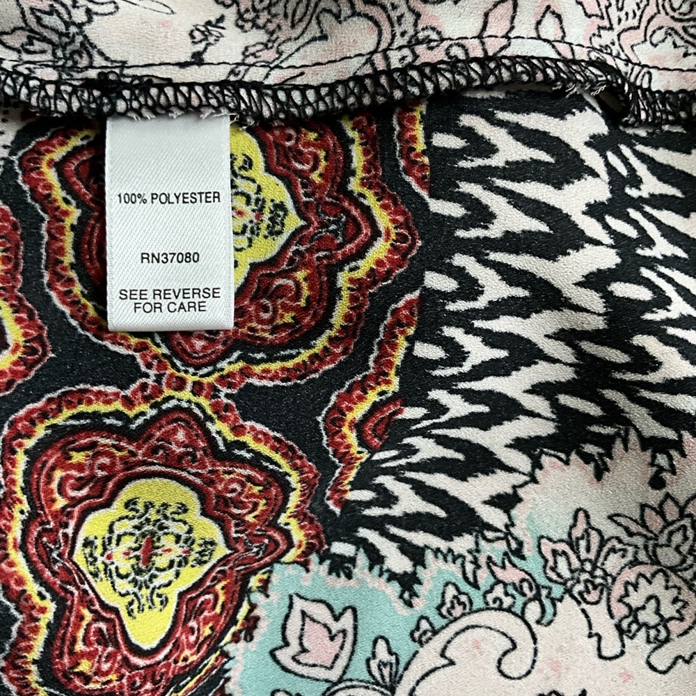 CATO Boho Patchwork Blouse | Medium | V-Neck Peas… - image 4